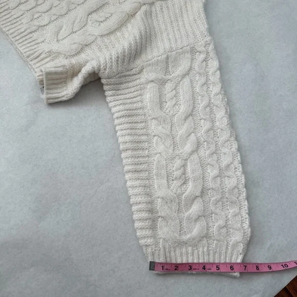 Topshop Cream Chunky Cable Balloon Long Sleeve Boho Cozy Knit Sweater  Size 14 - Picture 12 of 12